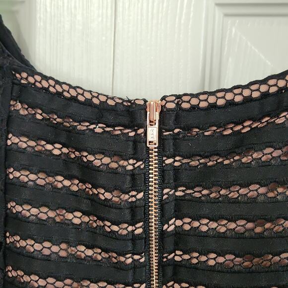 Maurices Black & Rose Brown Sleeveless Lace Overlay Striped Dress Size 7/8 Chic - Picture 3 of 10